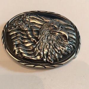 Vintage American Eagle & Flag Patriotic Belt buckle - SSI - Handcrafted USA